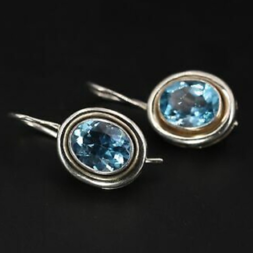 Vintage Silpada Sterling Silver and Genuine Blue Topaz Earrings